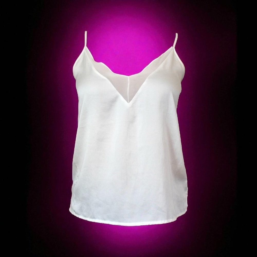 Ivory silky satin cami tank top